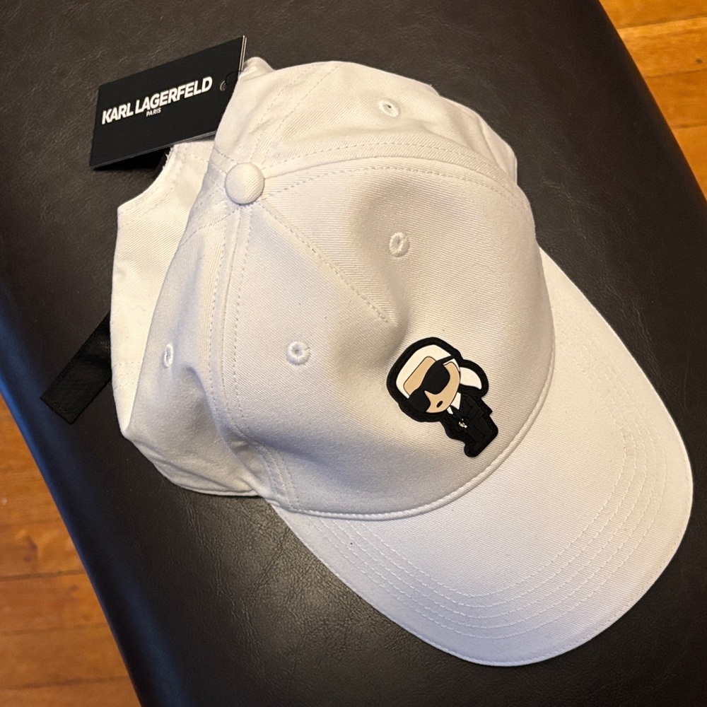 Karl Lagerfeld White Hat with Iconic Patch